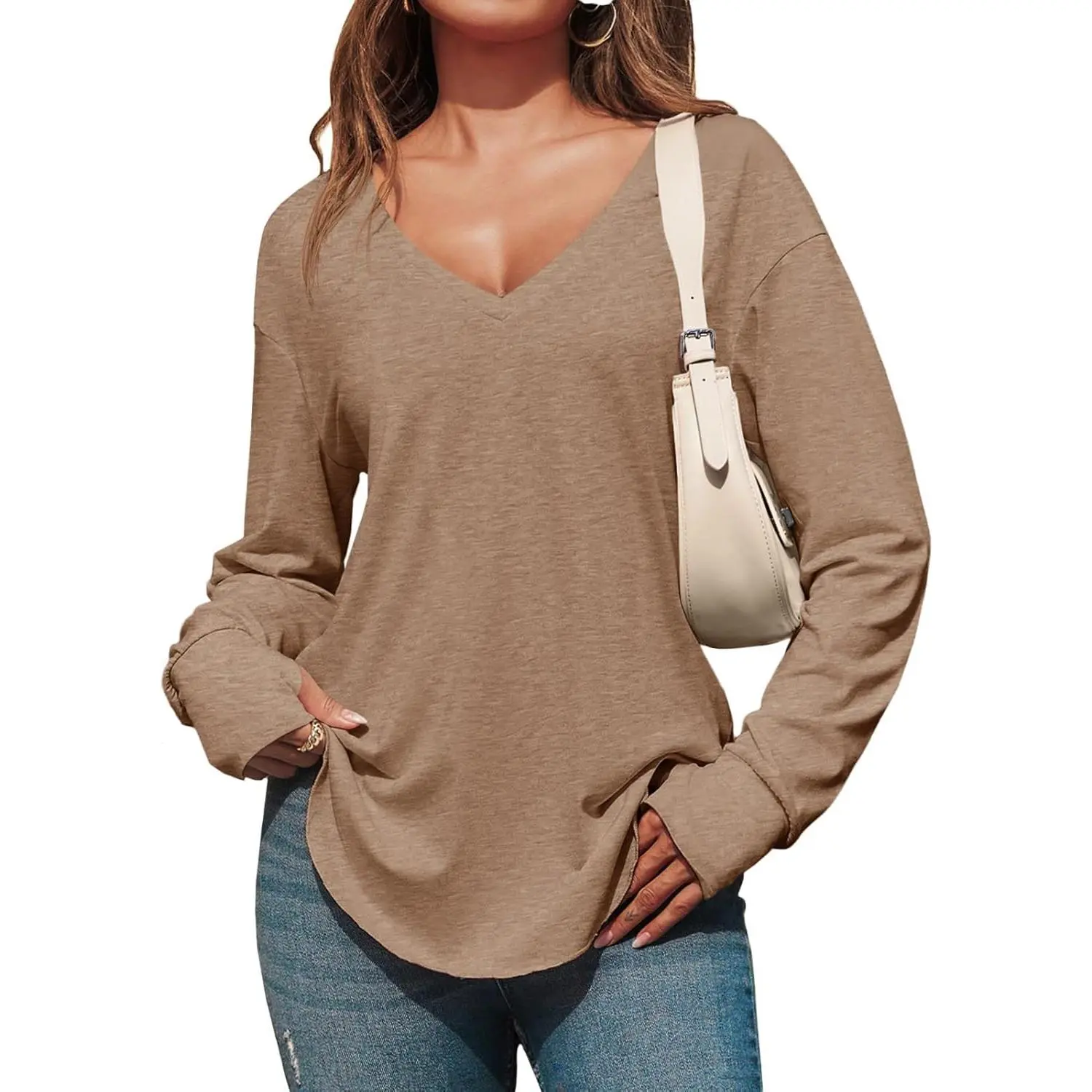 Women's Oversized V-Neck Tunic Top