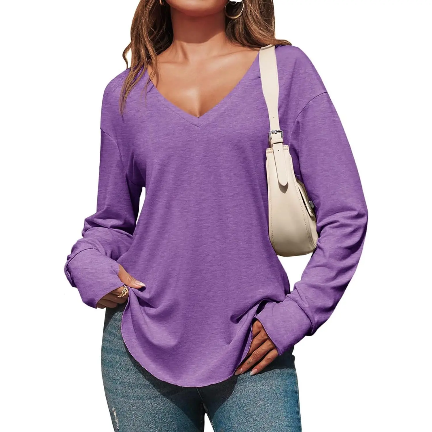 Women's Oversized V-Neck Tunic Top