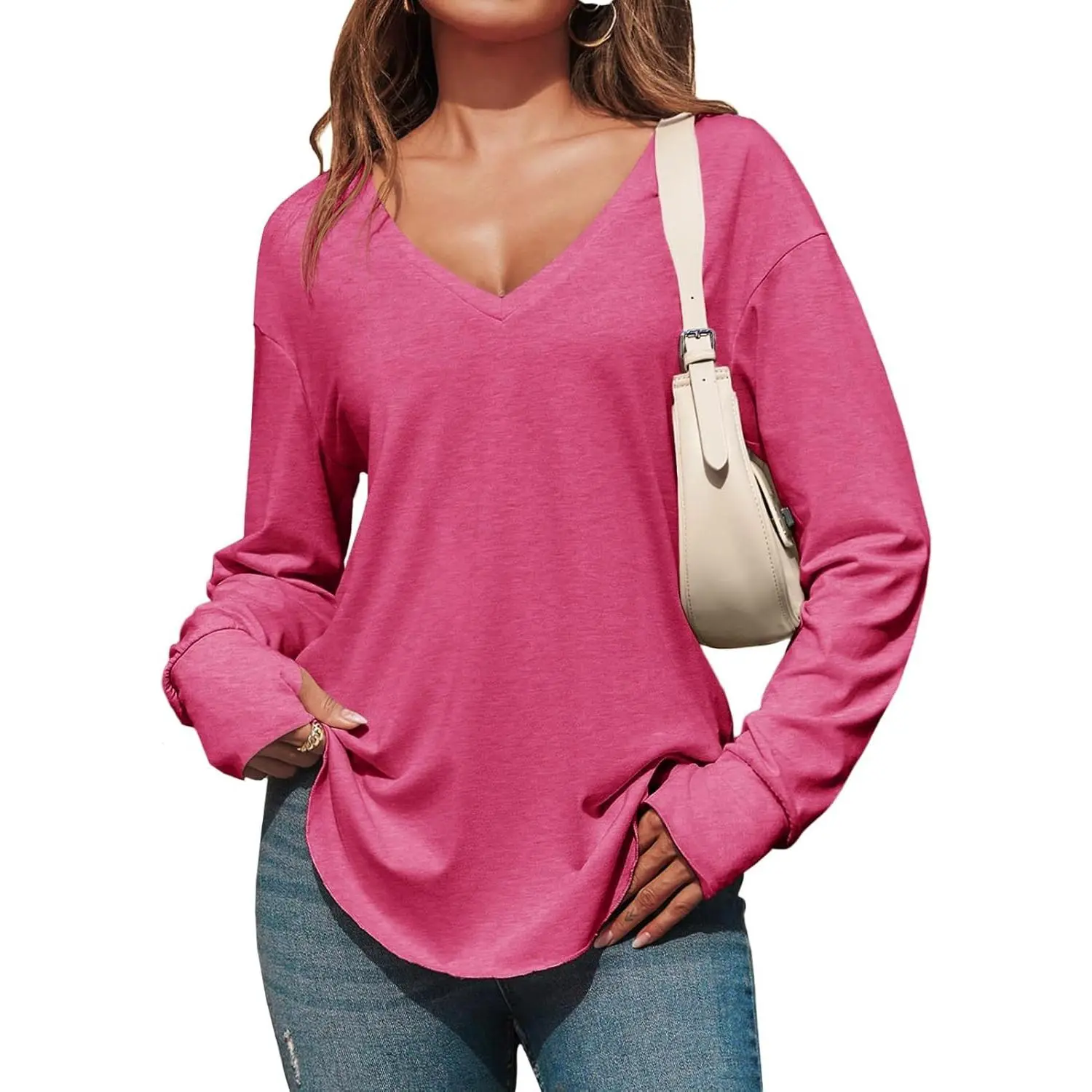 Women's Oversized V-Neck Tunic Top