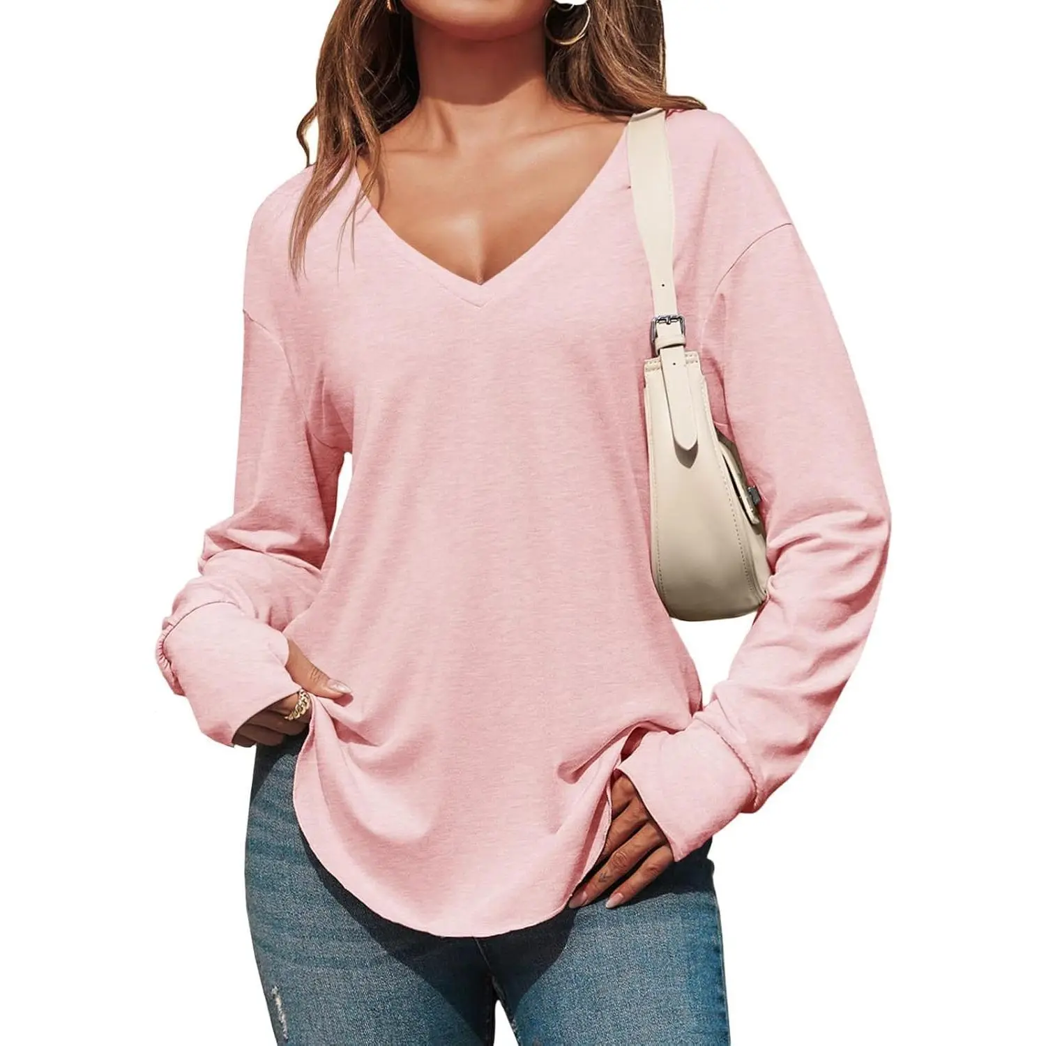 Women's Oversized V-Neck Tunic Top