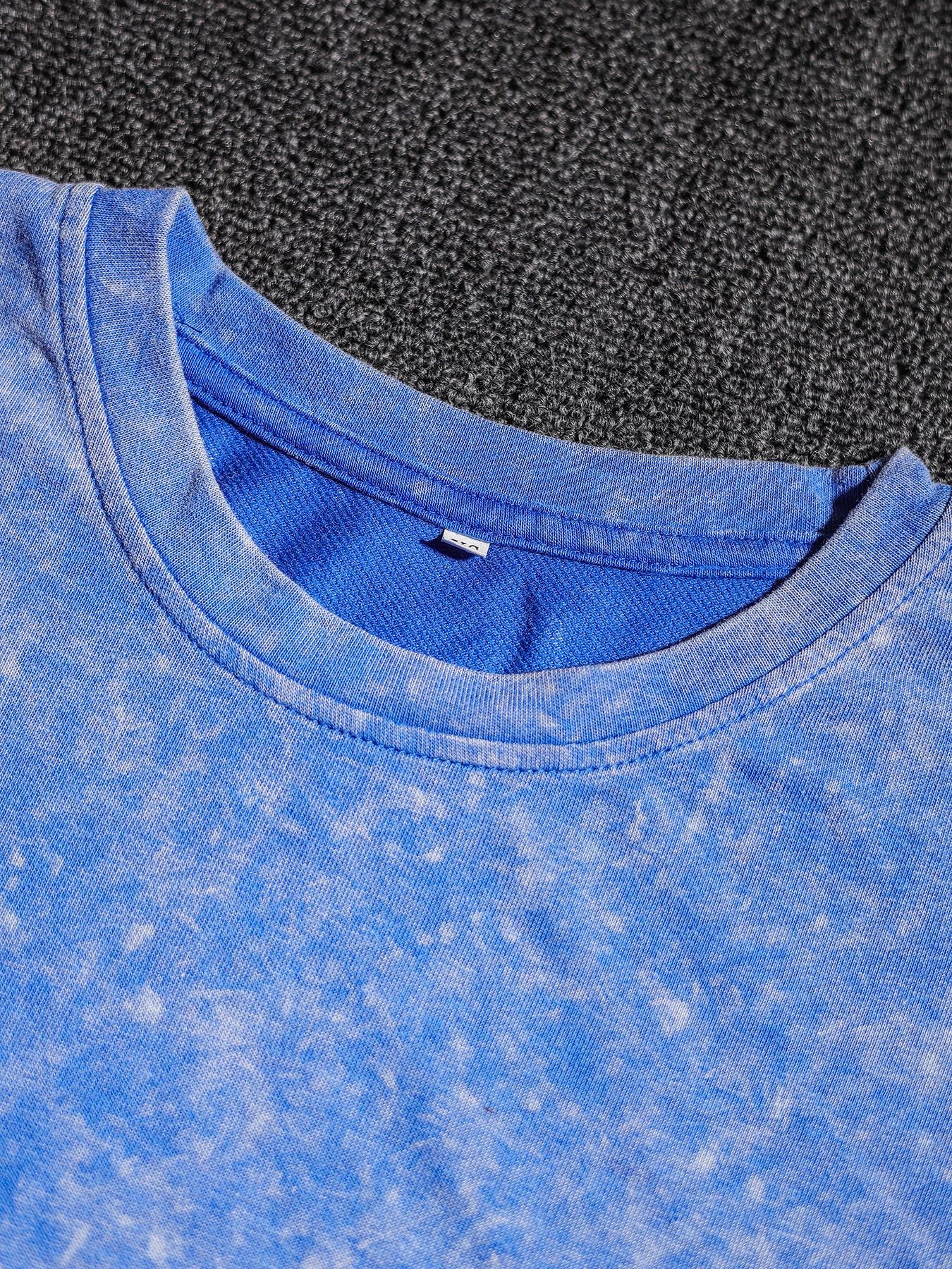Women's Acid-Wash T-Shirt & High-Waisted Shorts Set