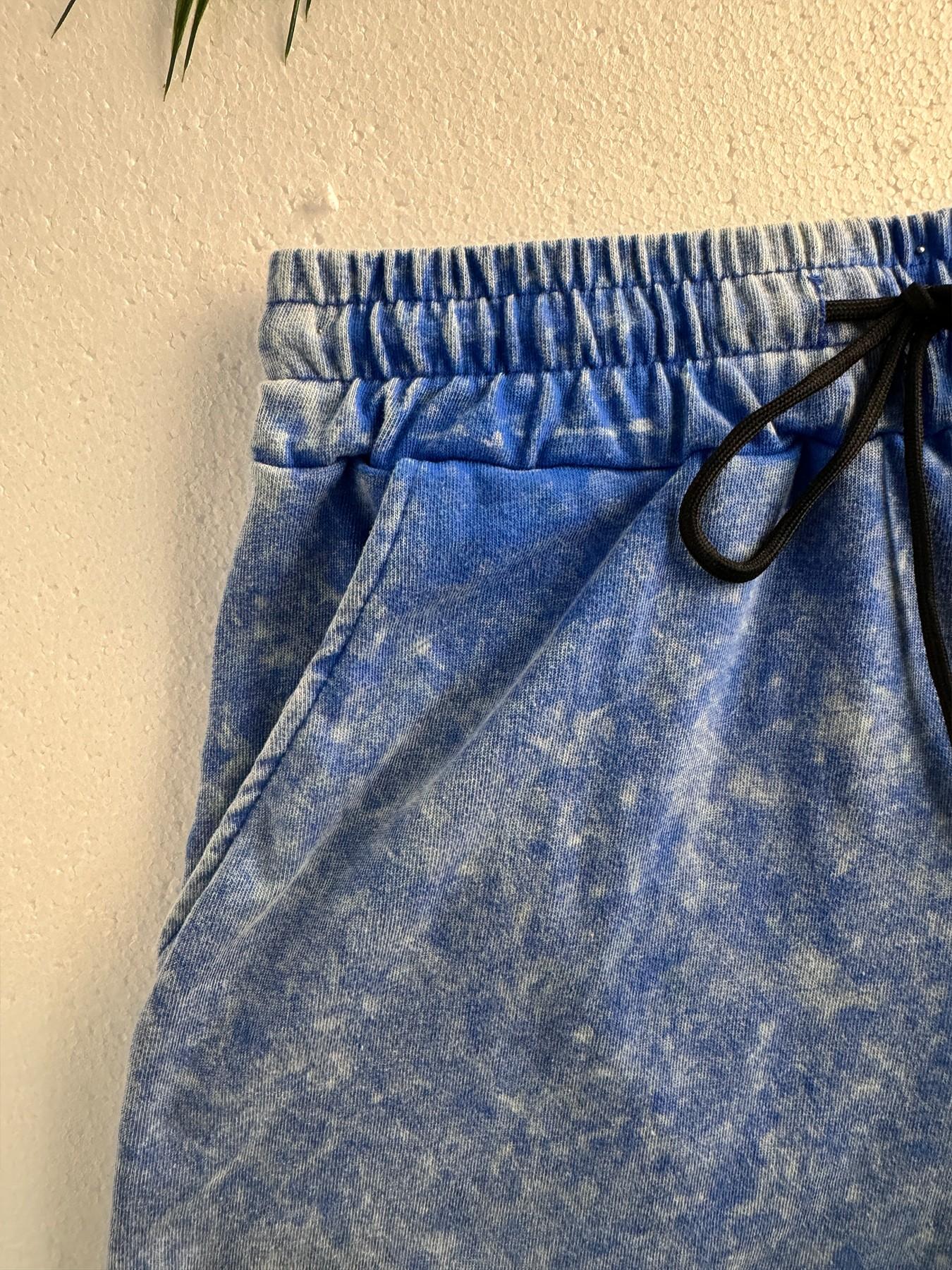 Women's Acid-Wash T-Shirt & High-Waisted Shorts Set
