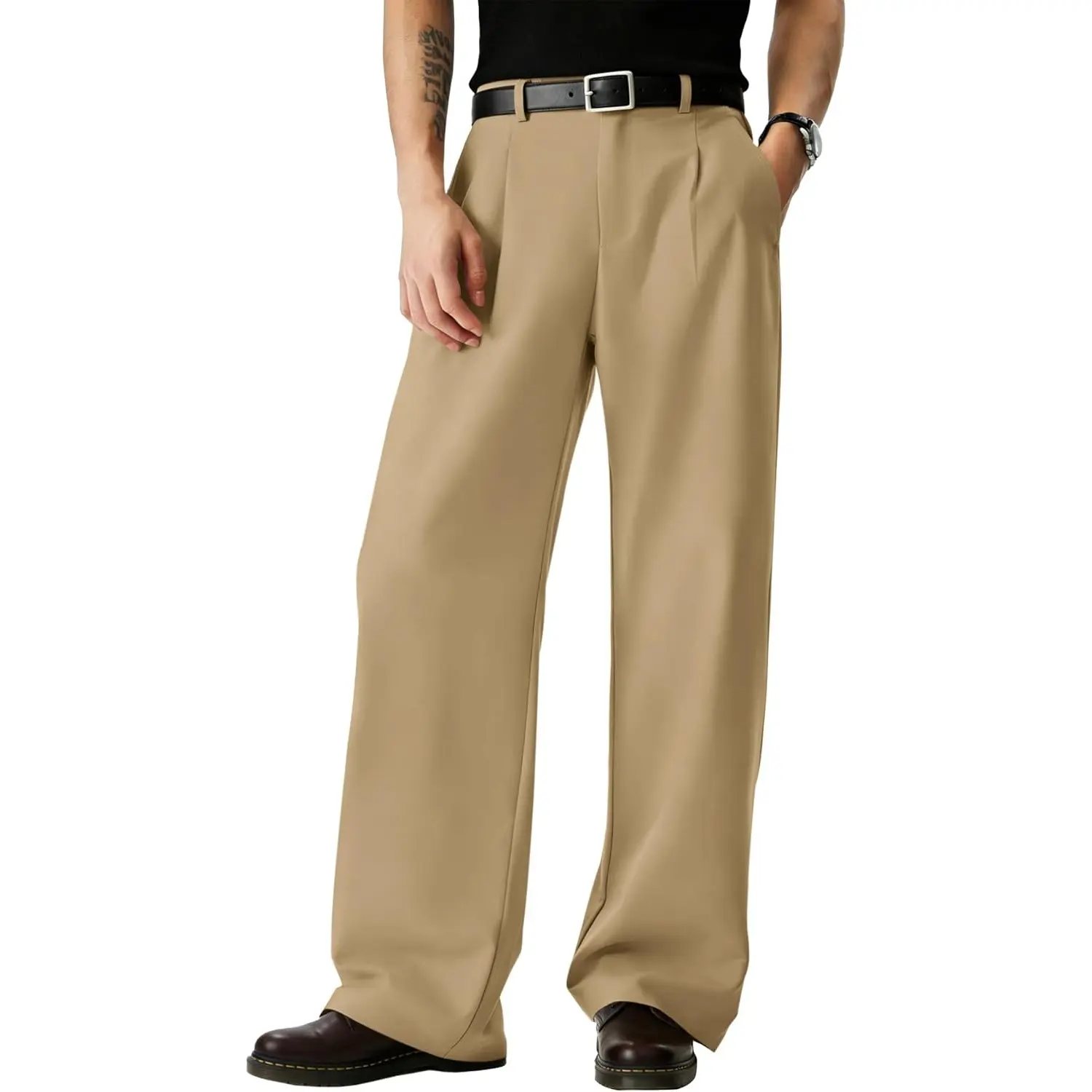 Men's Relaxed Wide-Leg Dress Pants