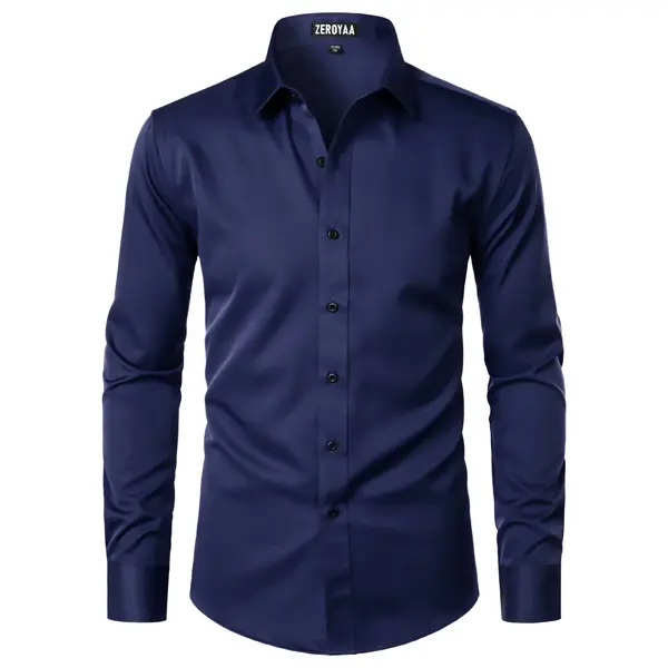 Men's Silky Stretch Slim-Fit Dress Shirt