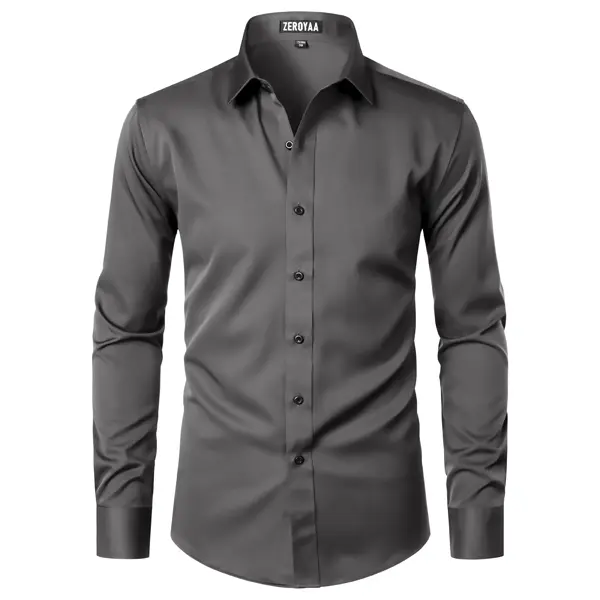 Men's Silky Stretch Slim-Fit Dress Shirt