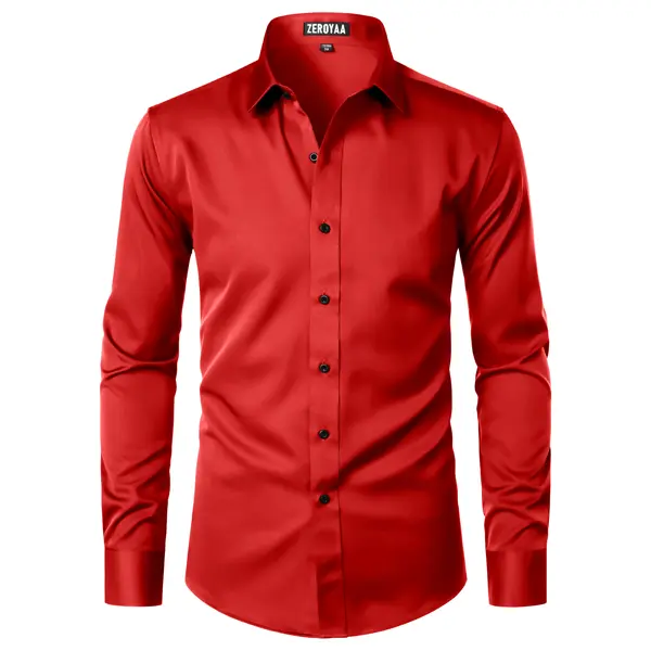 Men's Silky Stretch Slim-Fit Dress Shirt