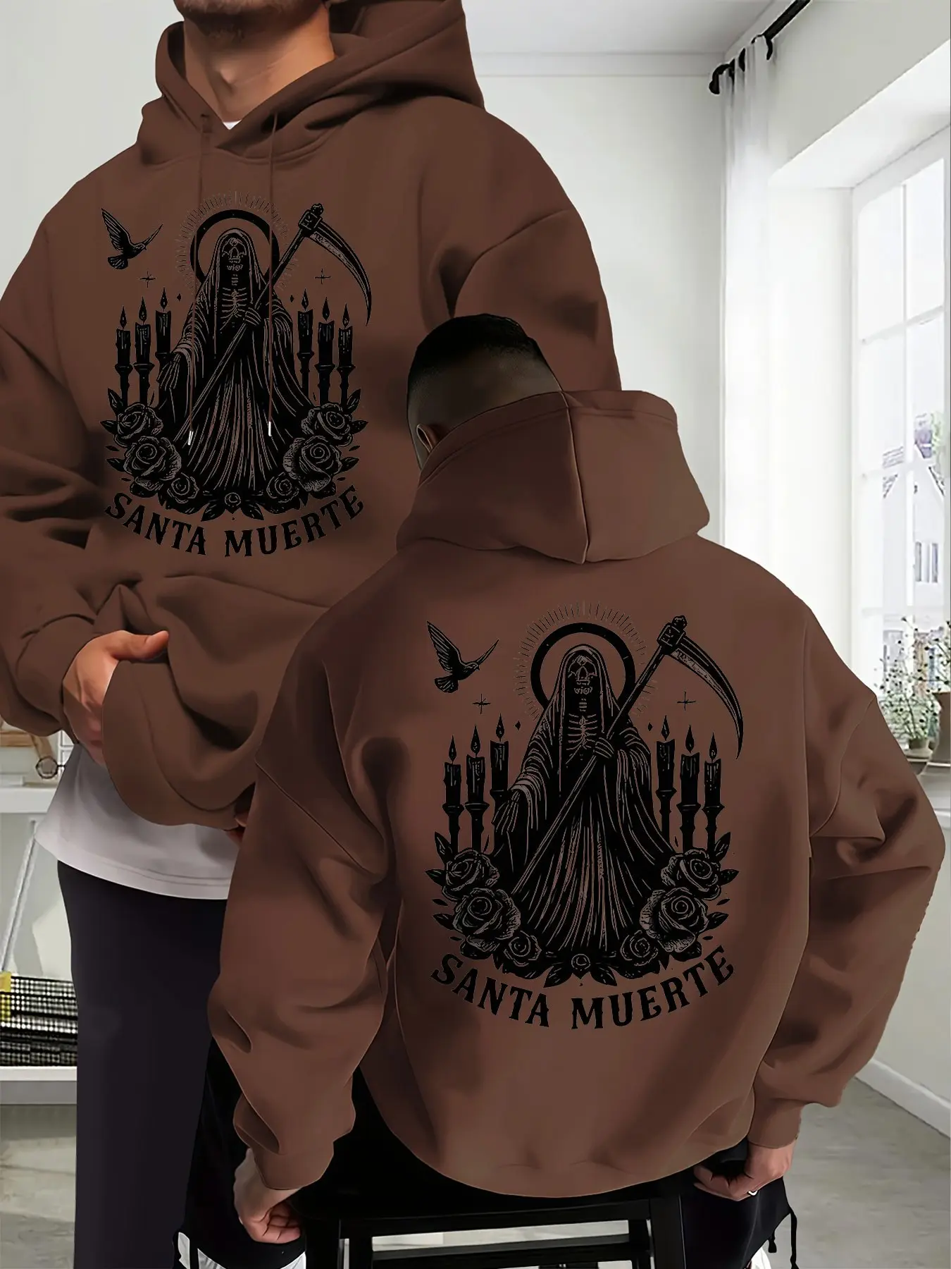 Gothic Reaper Graphic Pullover Hoodie