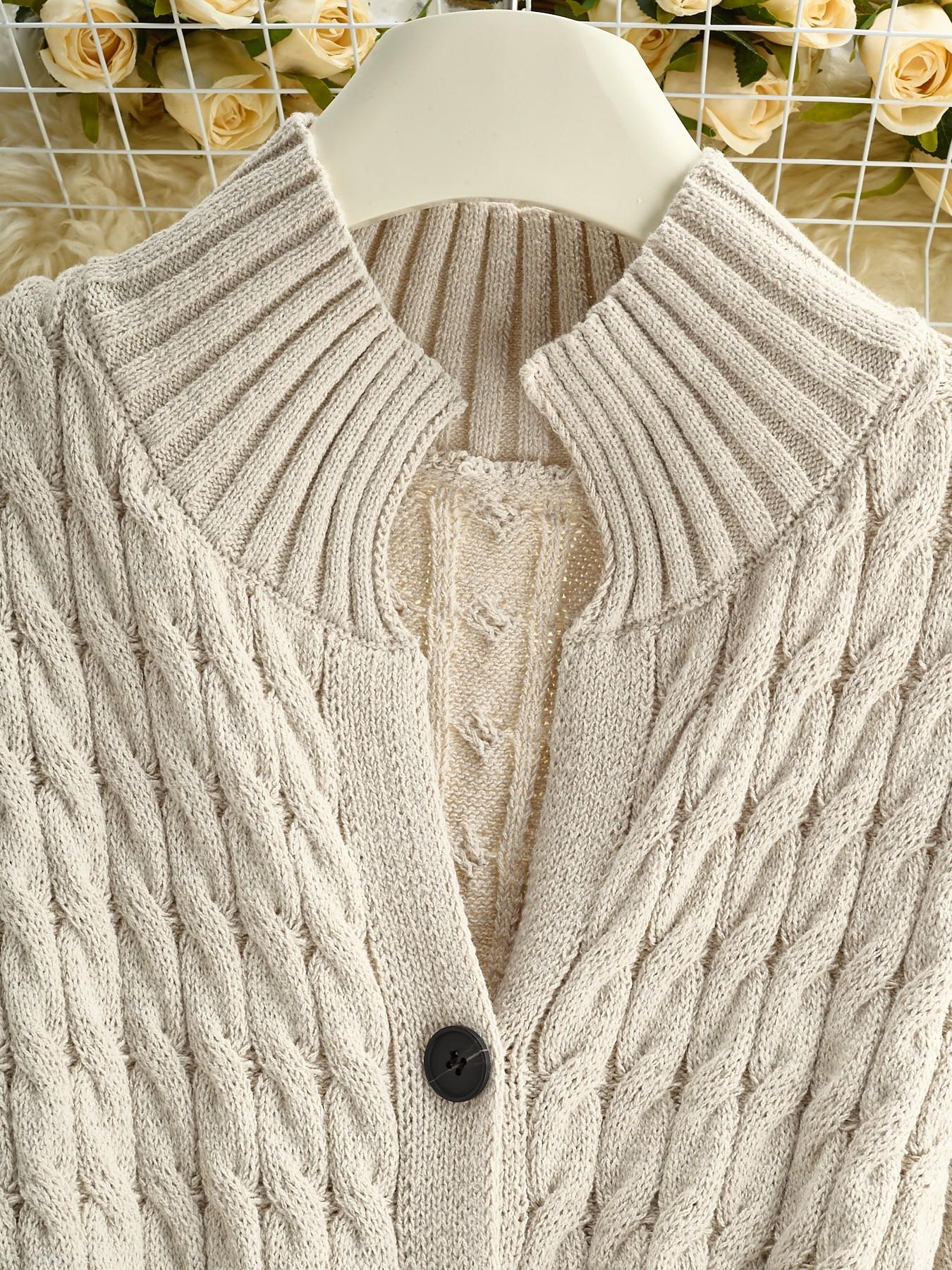 Women's Elegant Cable Knit Long Cardigan