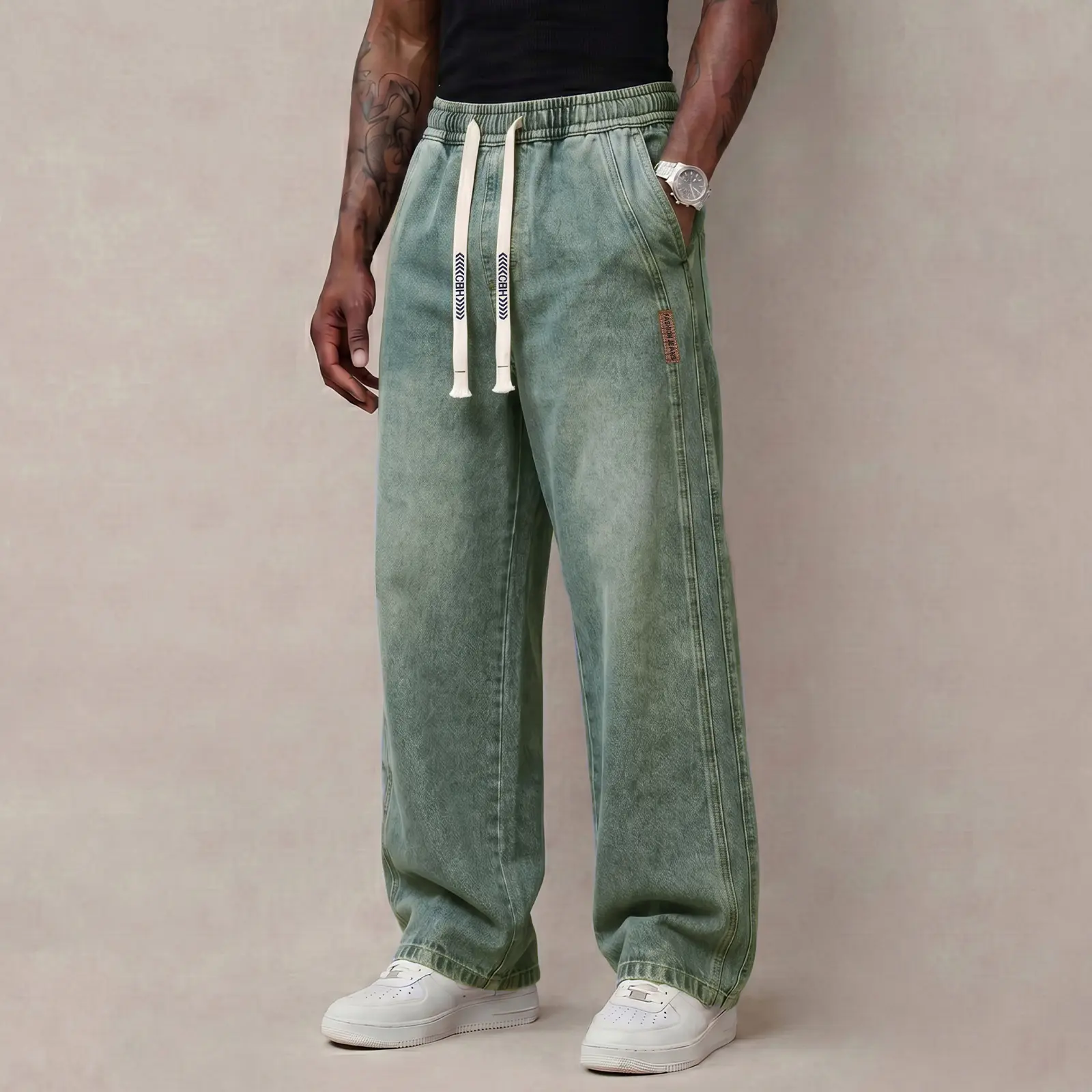 Men's Relaxed Stretch Drawstring Jeans
