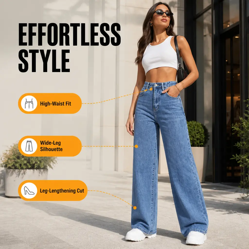 Women's High-Waist Wide-Leg Jeans