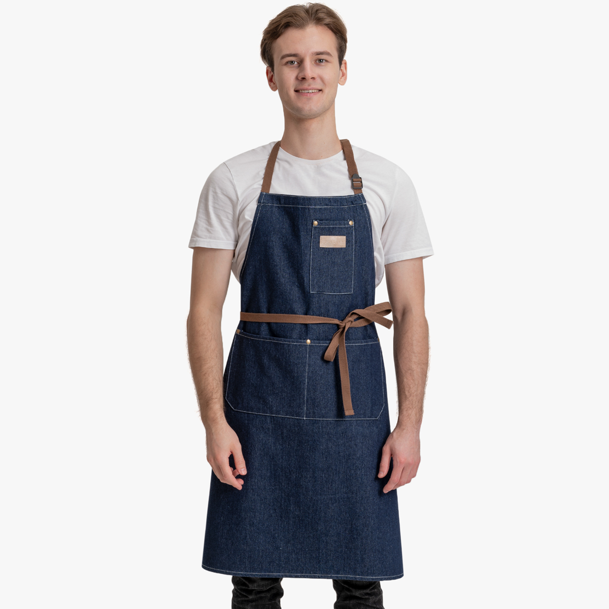 Rotanet Adjustable Woodworking Kitchen Hairdressing Denim Apron with 3 Pockets