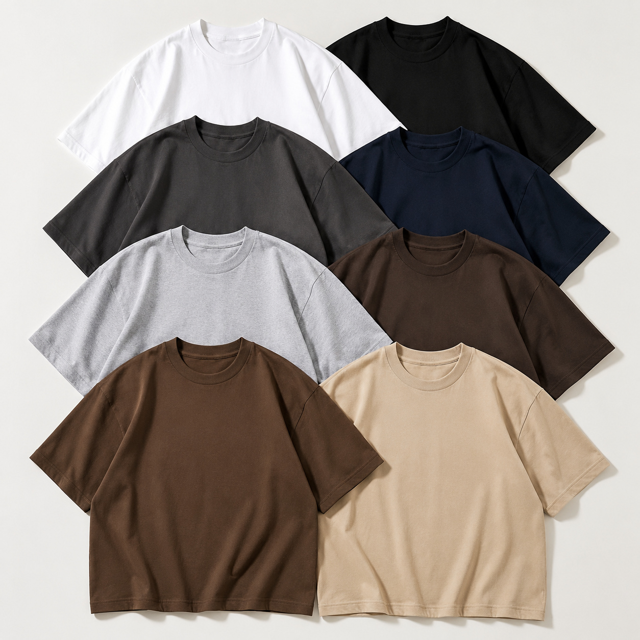 Eight oversized T-shirts in Core Neutrals assortment