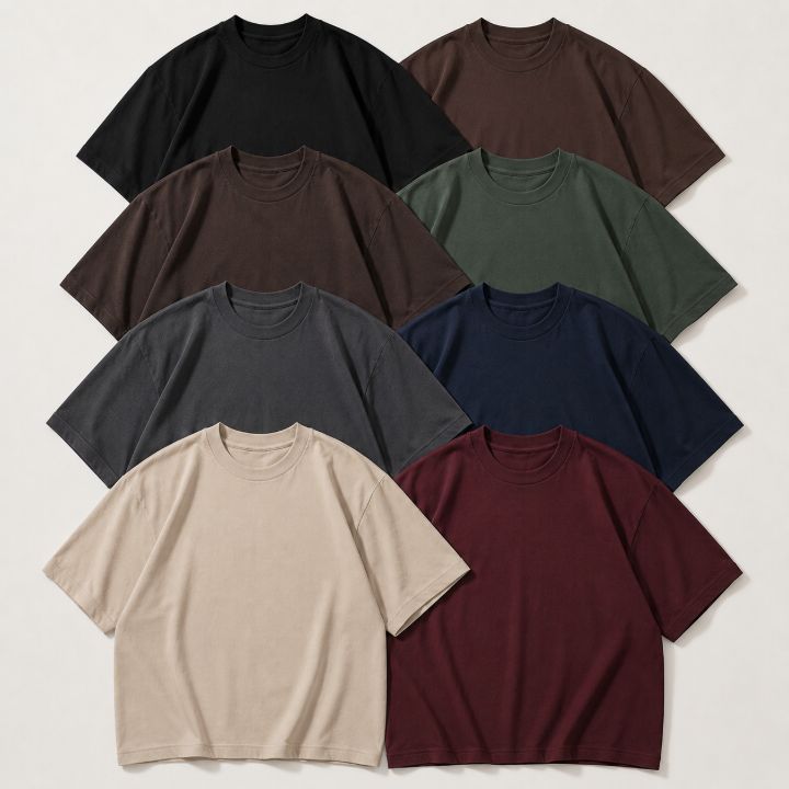Eight oversized T-shirts in Earth and Dark assortment