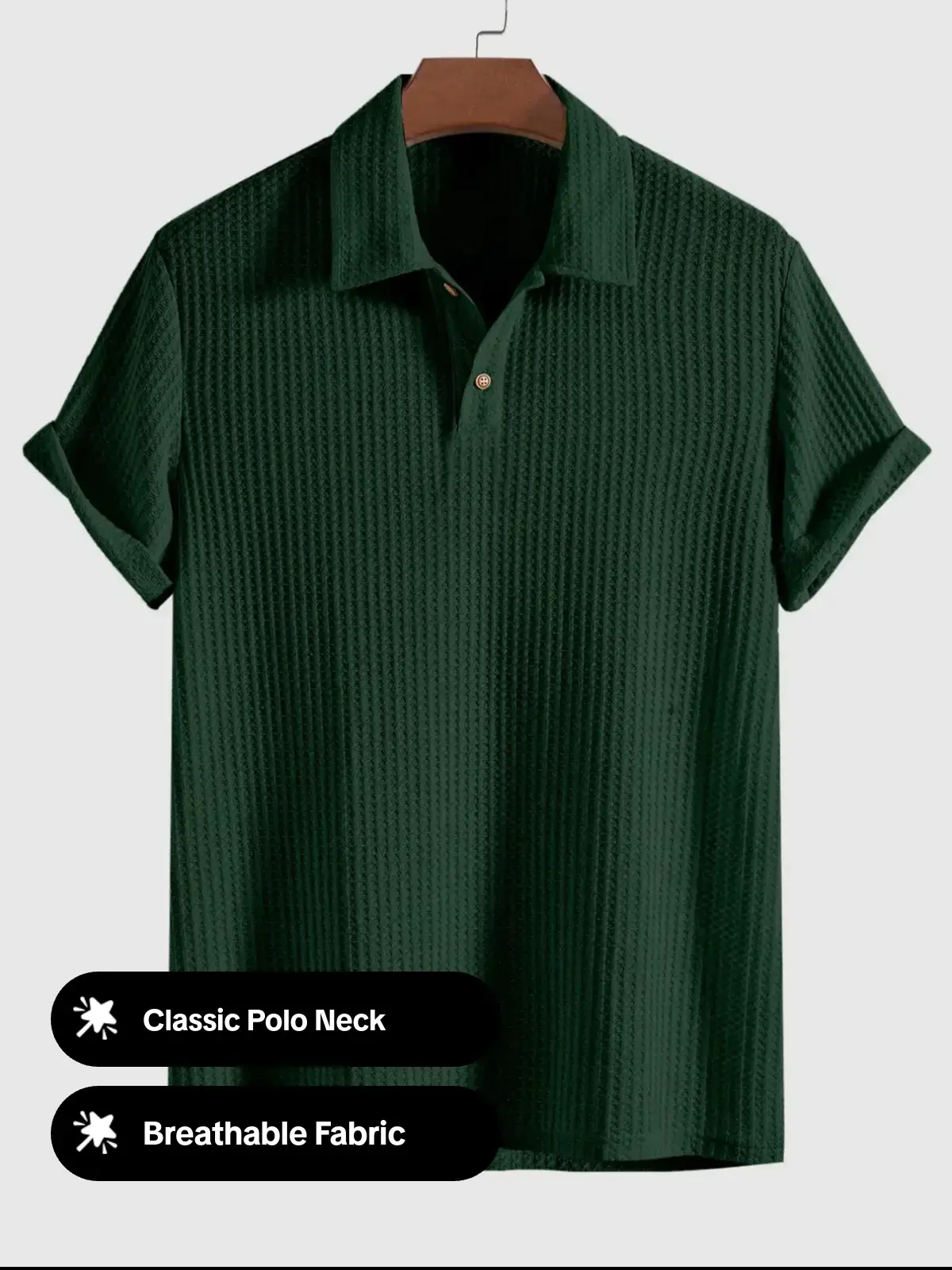 Men's Jacquard Knit Polo Shirt - Casual Summer Fit