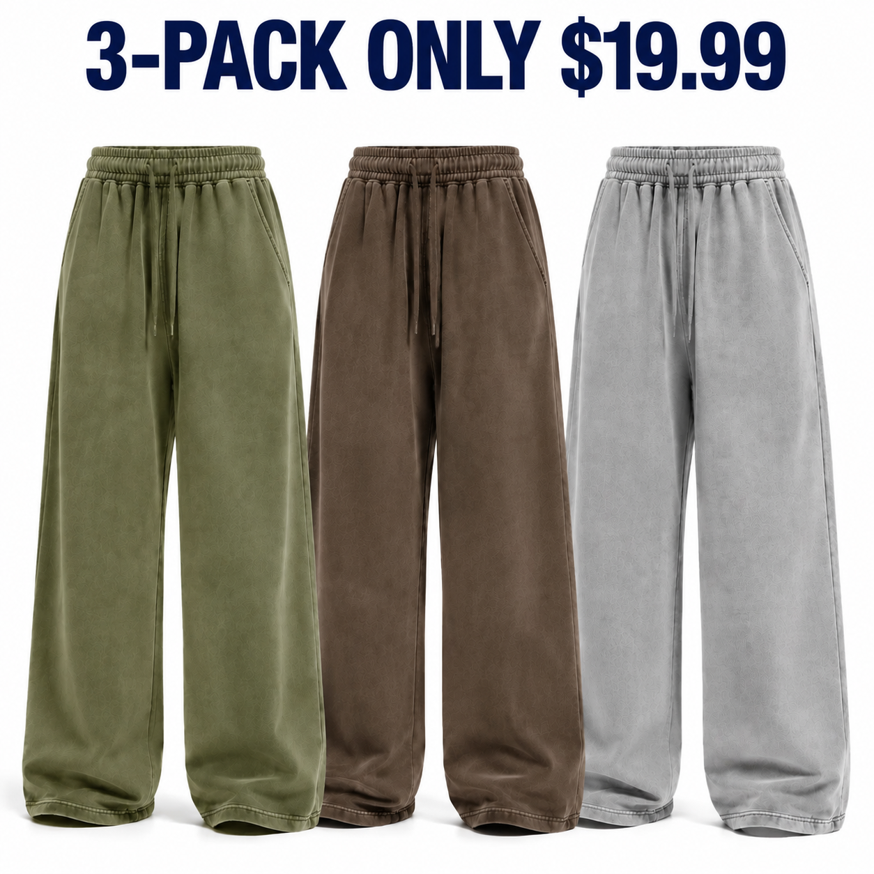 Unisex Vintage-Wash Extreme-Baggy Fleece Sweatpants Multipacks & Singles