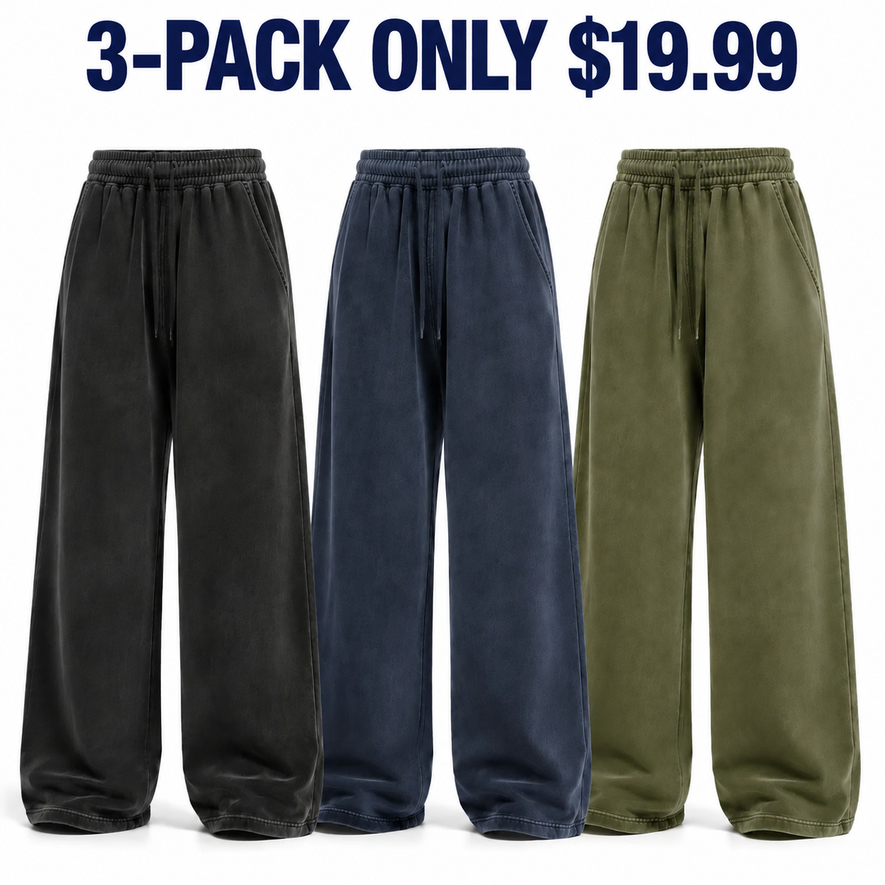 Unisex Vintage-Wash Extreme-Baggy Fleece Sweatpants Multipacks & Singles