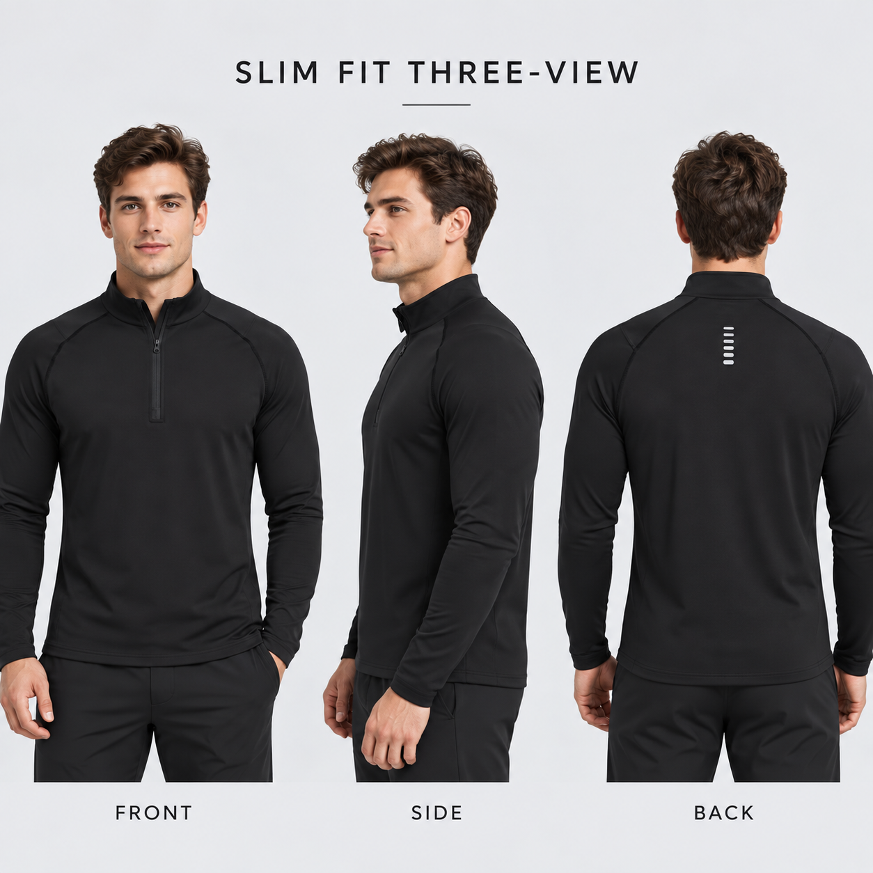 Unisex Quick-Dry Breathable Performance Mock-Neck Quarter-Zip Tops