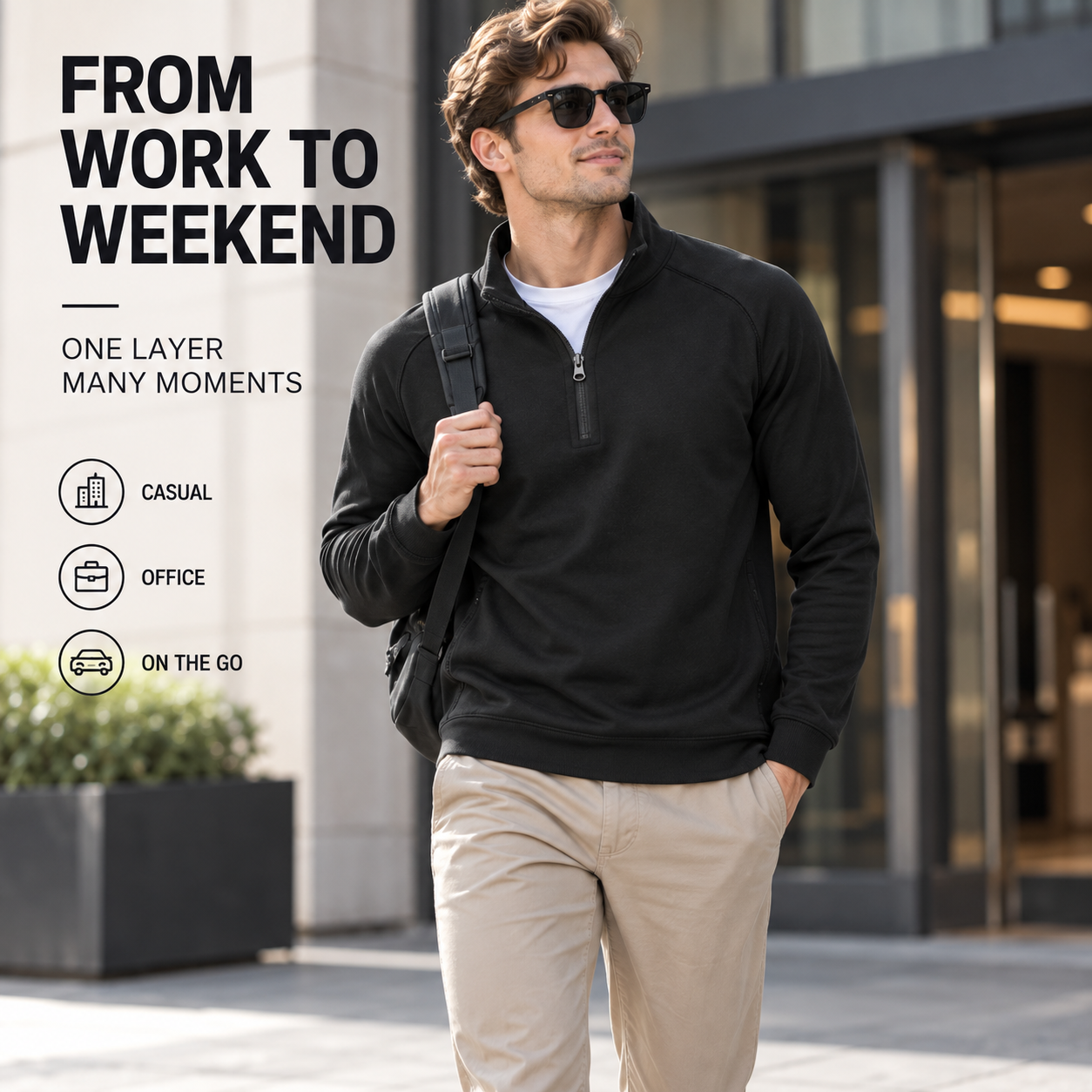 Unisex Quick-Dry Breathable Performance Mock-Neck Quarter-Zip Tops