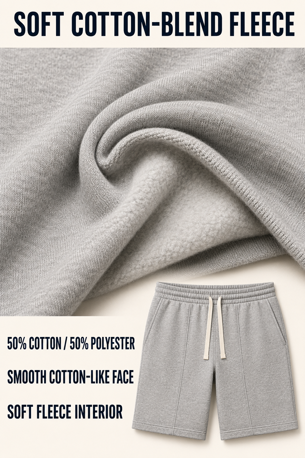 Men's Cotton-Blend Fleece Drawstring Shorts – 4/6/8-Pack