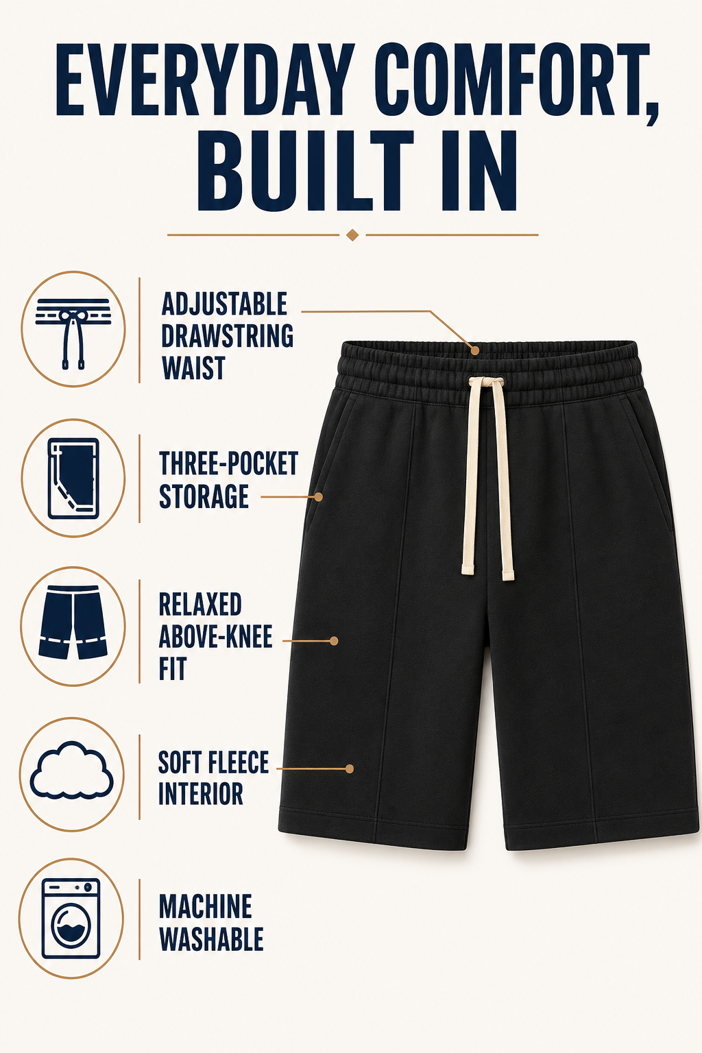 Men's Cotton-Blend Fleece Drawstring Shorts – 4/6/8-Pack