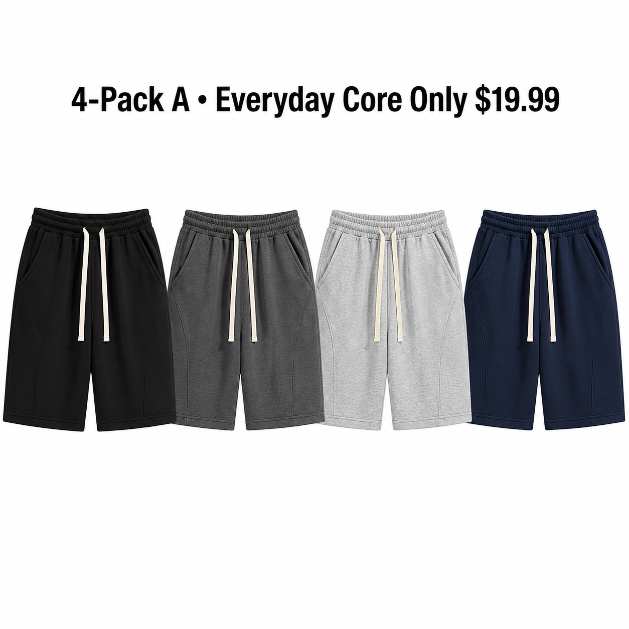 Men's Cotton-Blend Fleece Drawstring Shorts – 4/6/8-Pack