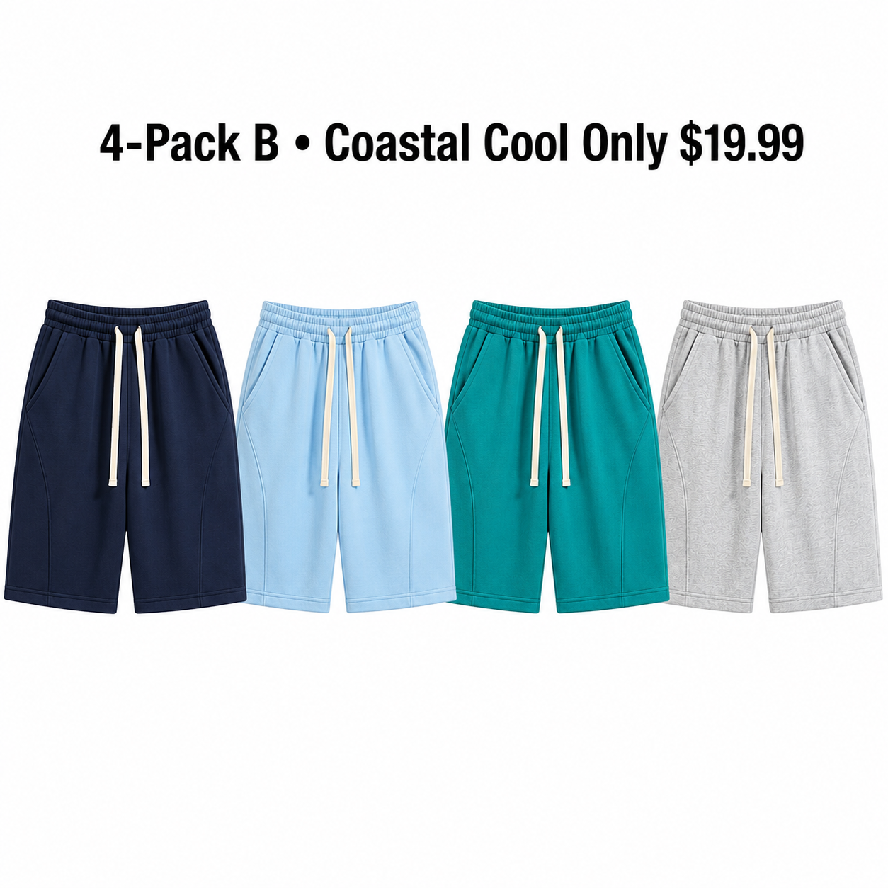 Men's Cotton-Blend Fleece Drawstring Shorts – 4/6/8-Pack