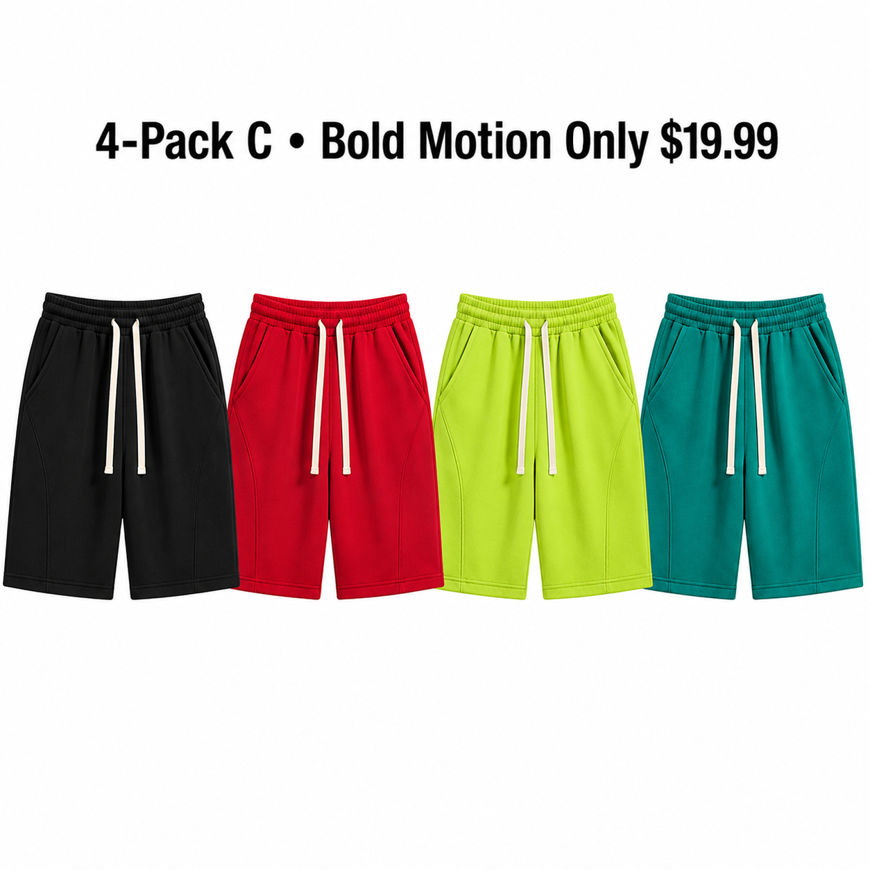 Men's Cotton-Blend Fleece Drawstring Shorts – 4/6/8-Pack
