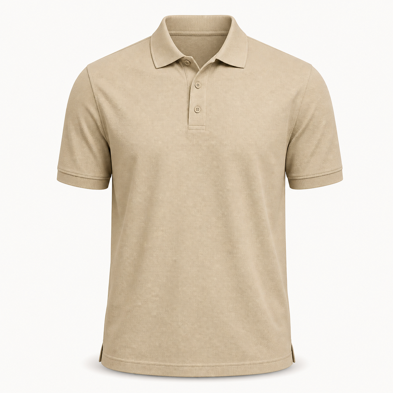 Men's classic pique polo shirt in sand beige