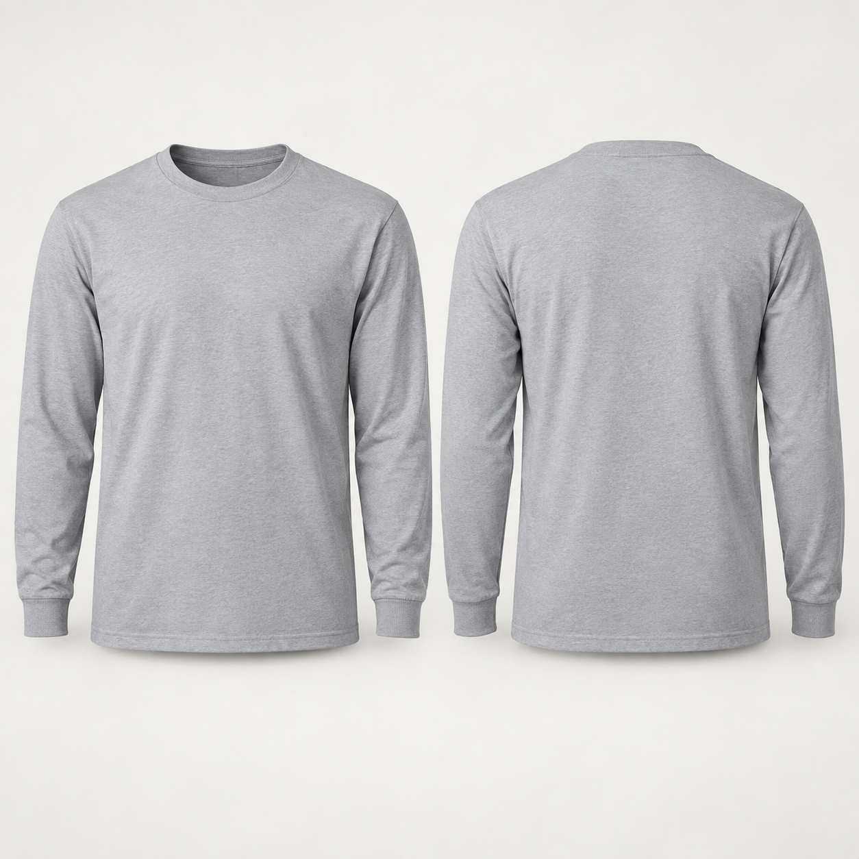 Sport Grey 100 percent cotton long-sleeve shirt, complete front and back views
