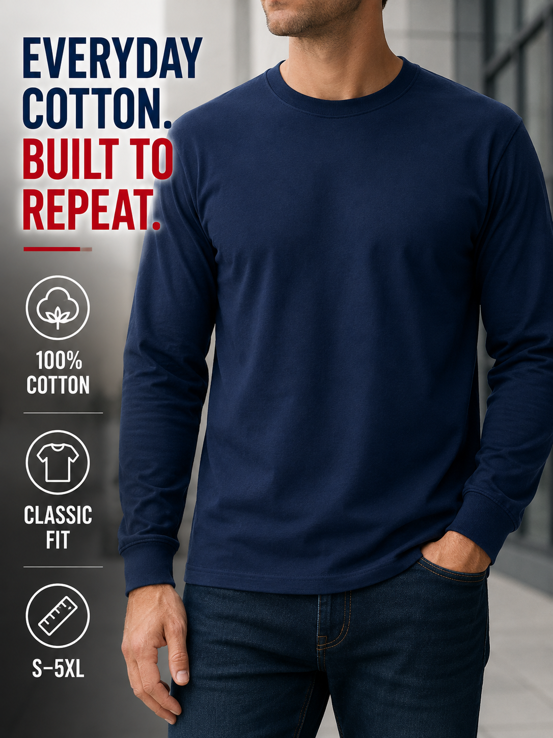Everyday 100 percent cotton classic-fit long-sleeve shirt overview