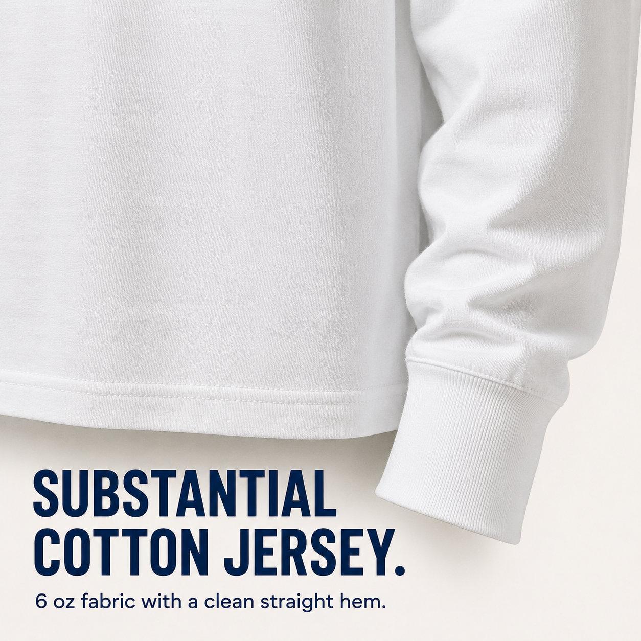 100 percent cotton jersey and straight bottom hem detail