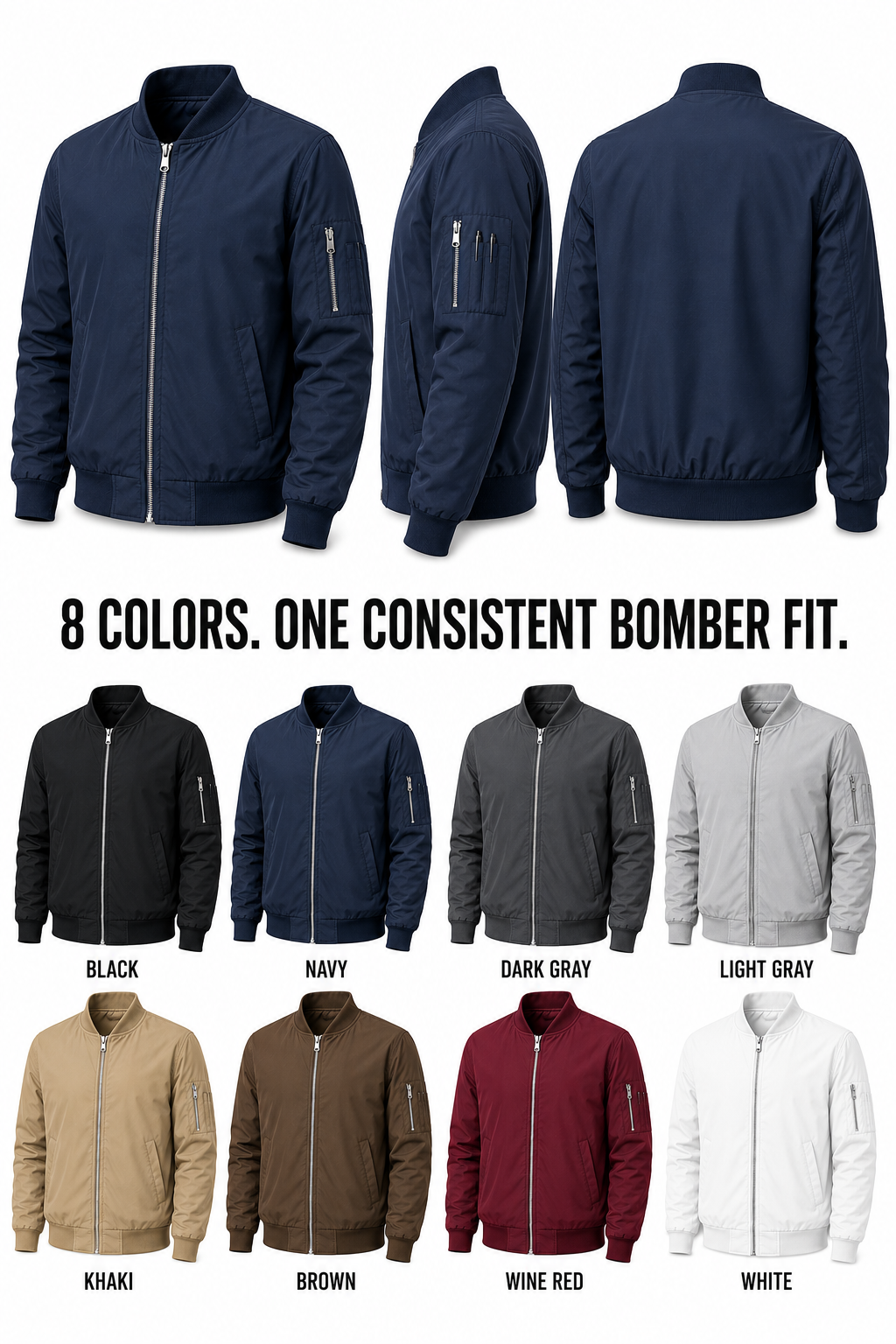 Lightweight bomber jacket fit and eight-color product confirmation