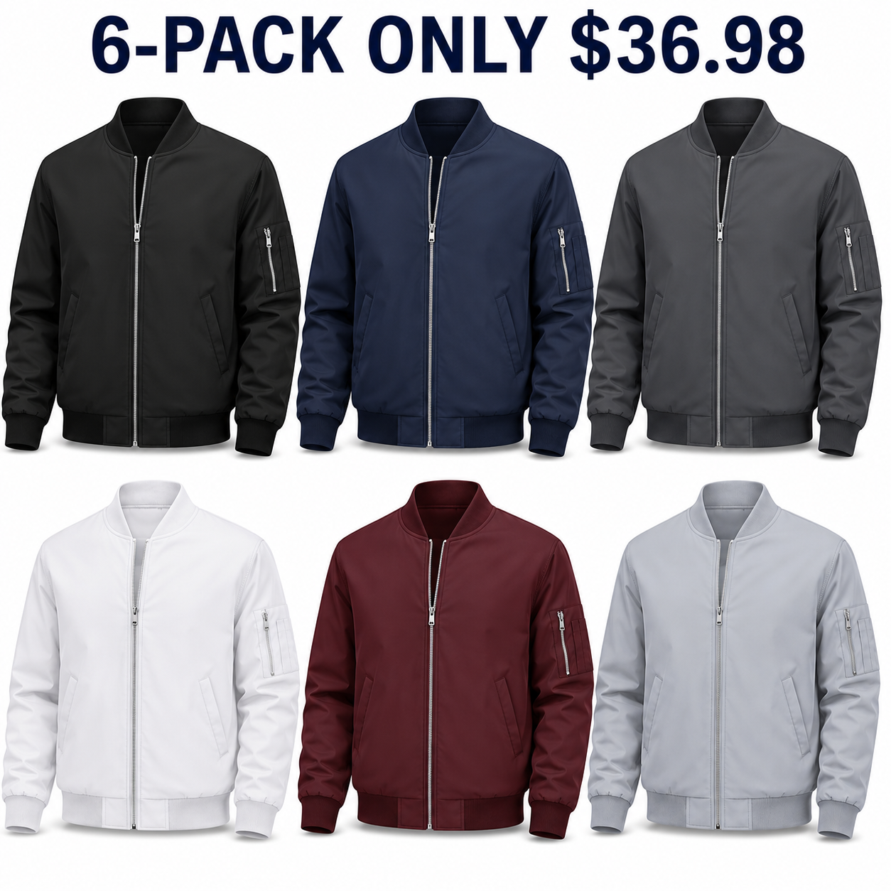 6-Pack Urban Mix lightweight bomber jackets, Only $36.98