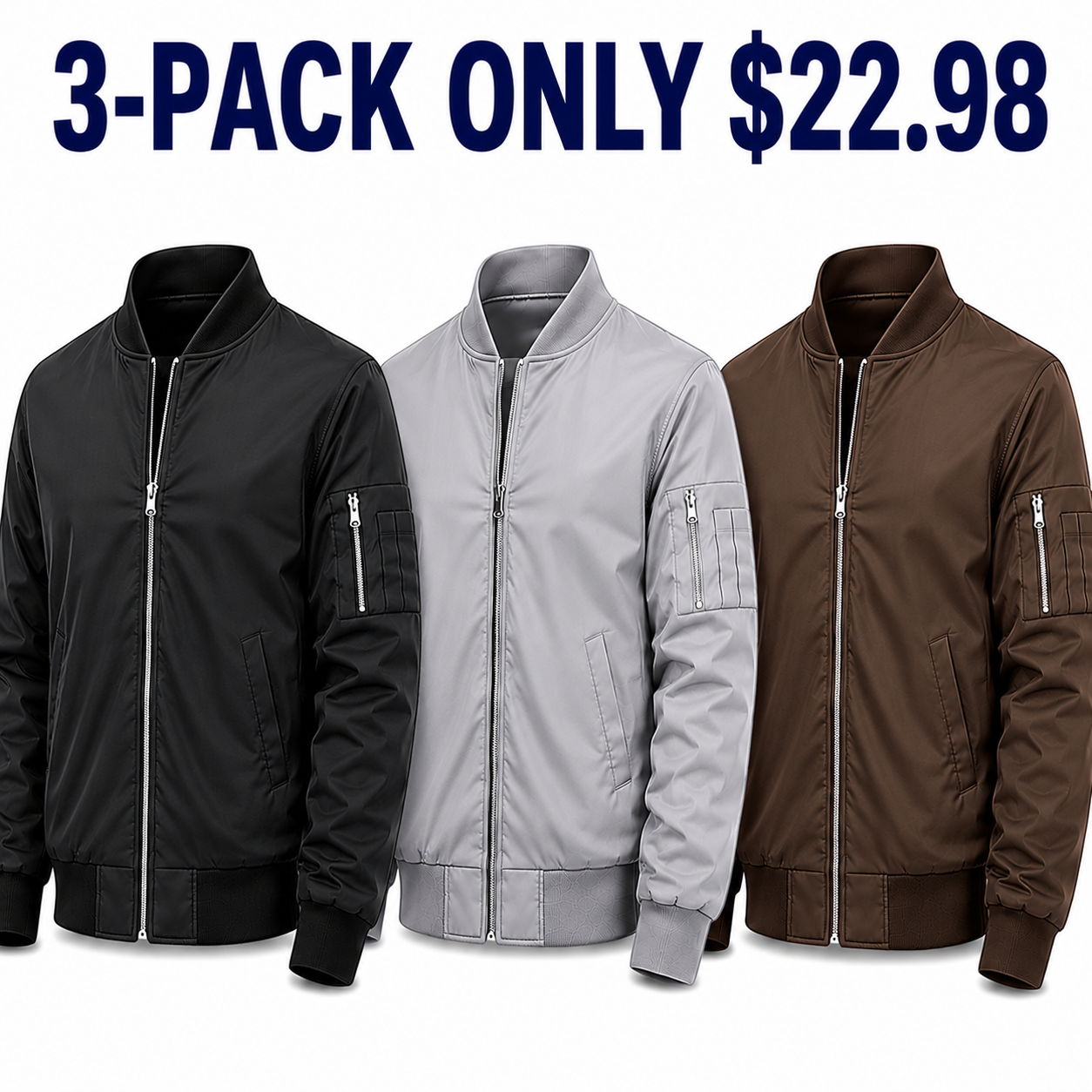 3-Pack City Neutral lightweight bomber jackets, Only $22.98