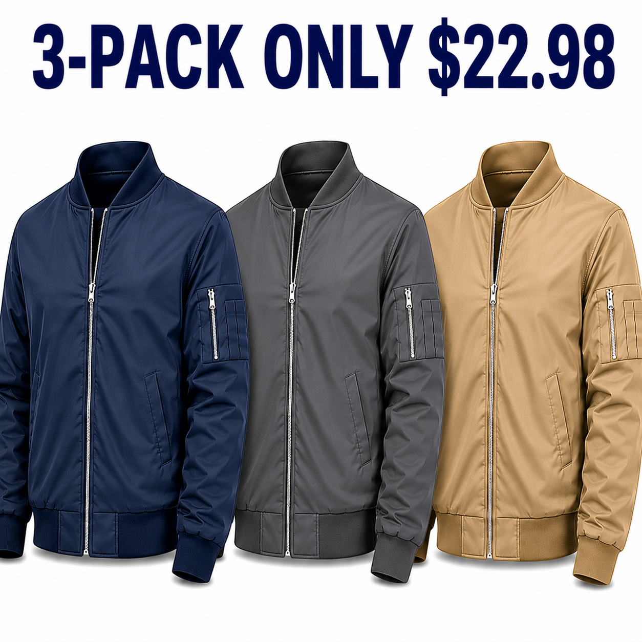 3-Pack Everyday lightweight bomber jackets, Only $22.98