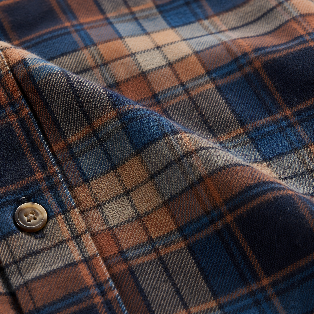 Soft brushed mid-weight cotton flannel fabric texture detail