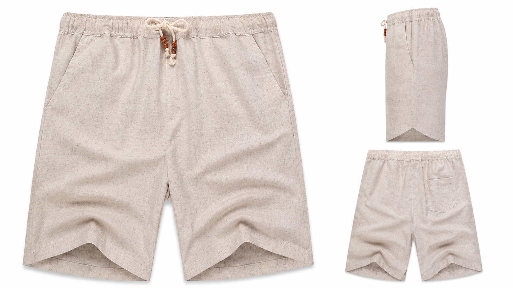 Men's linen-look drawstring shorts relaxed fit and elastic waist