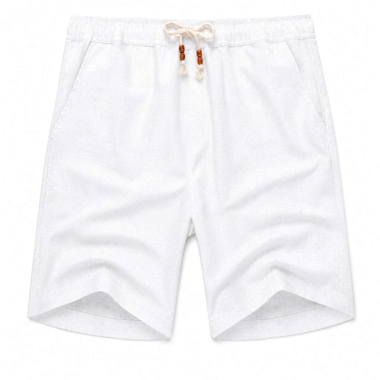 Men's Summer Linen-Look Drawstring Shorts white color
