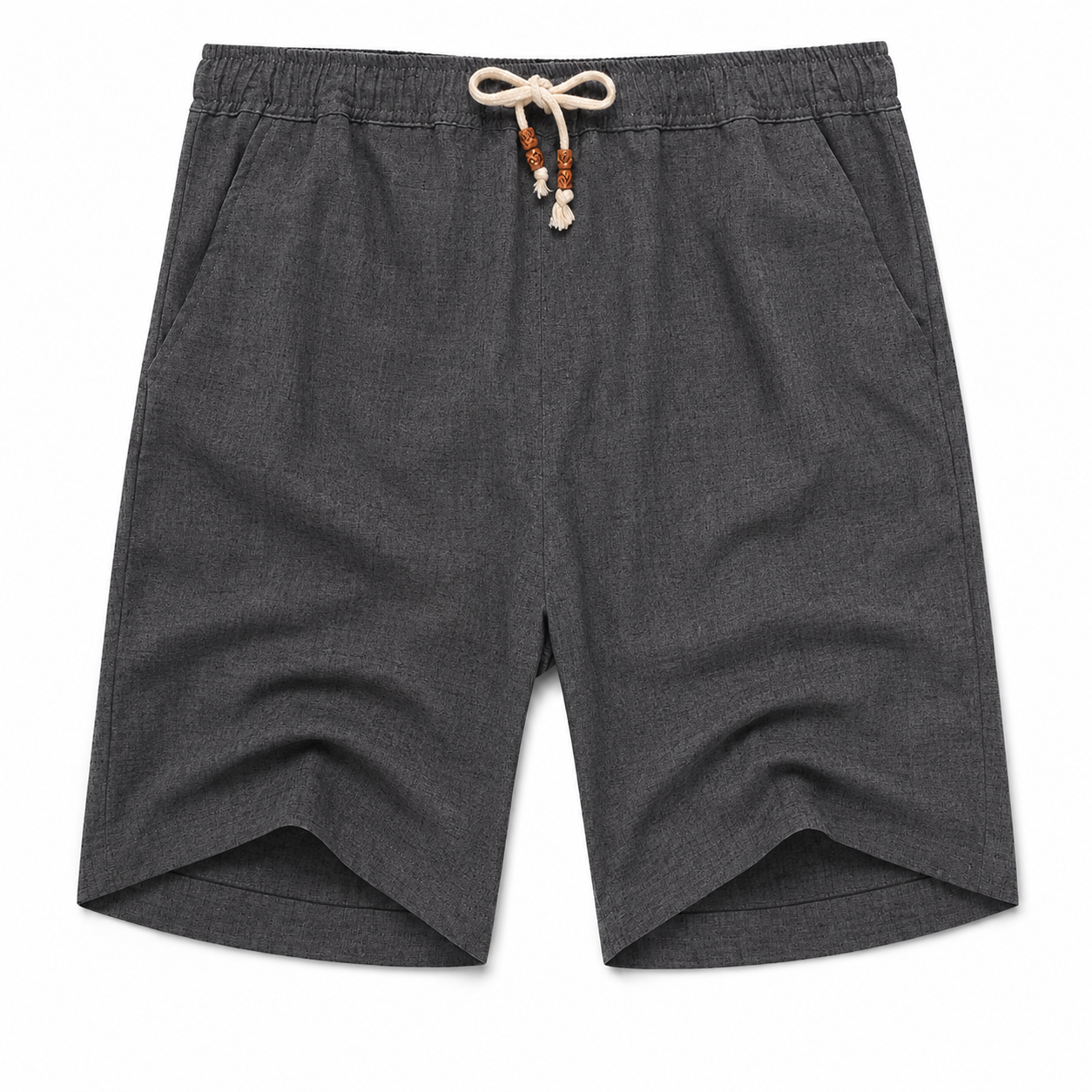 Men's Summer Linen-Look Drawstring Shorts charcoal color