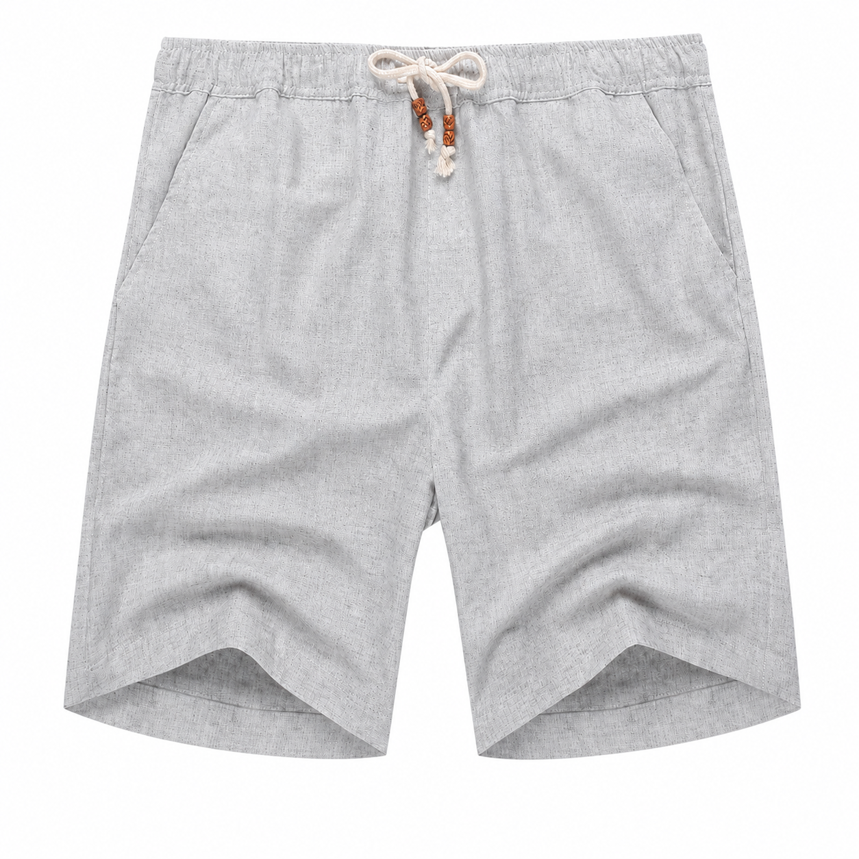 Men's Summer Linen-Look Drawstring Shorts light gray color
