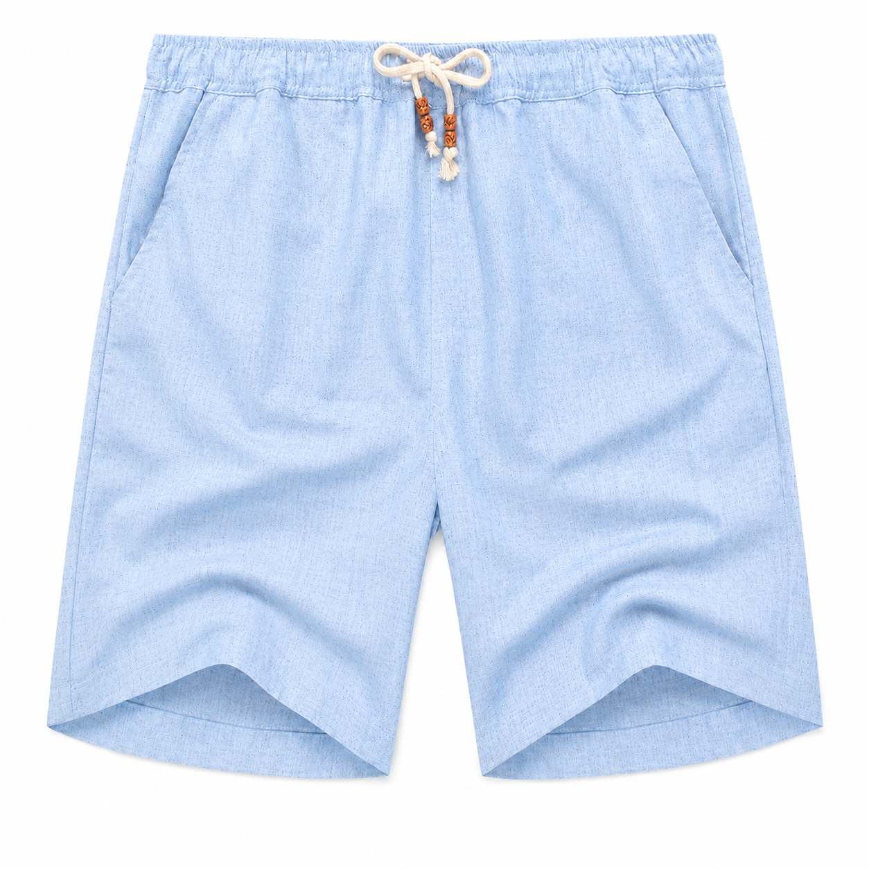 Men's Summer Linen-Look Drawstring Shorts light blue color