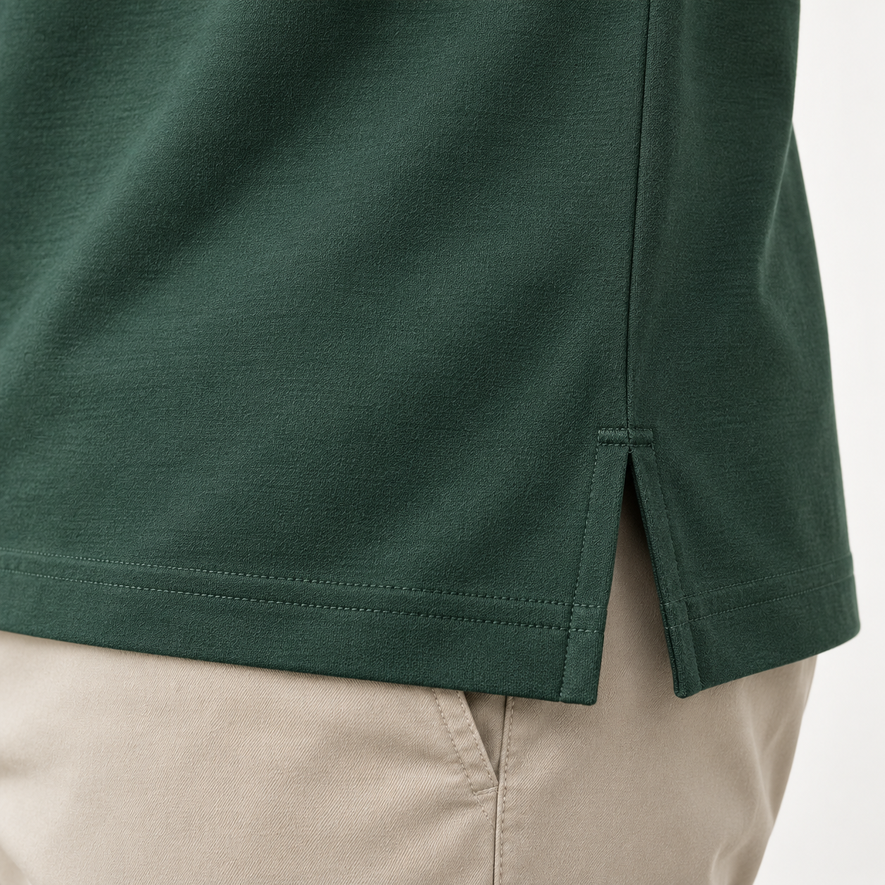 Long-sleeve polo straight hem and side-split detail