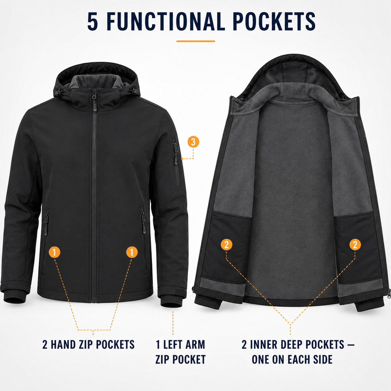 Five pocket map with one inner pocket on each side