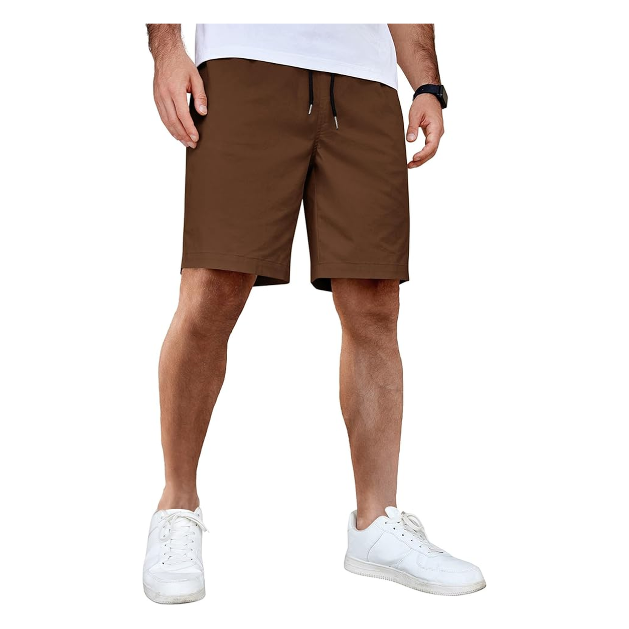 Men's 9-inch drawstring shorts in brown