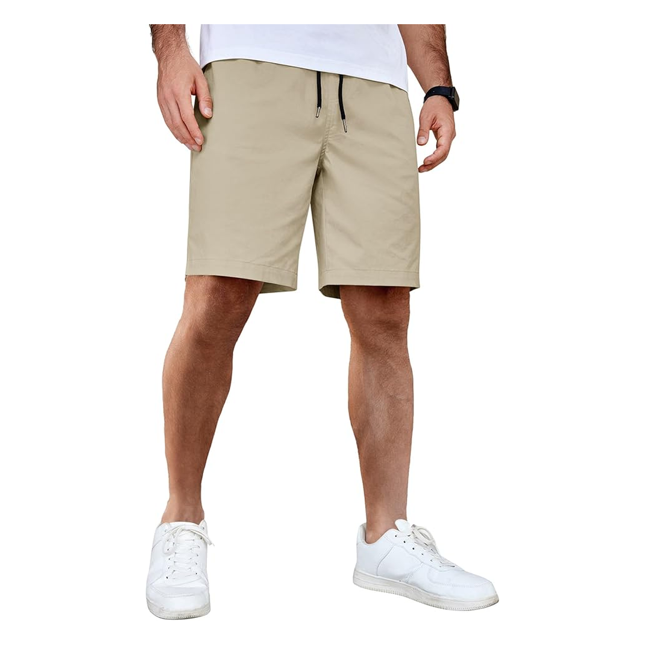 Men's 9-inch drawstring shorts in light khaki