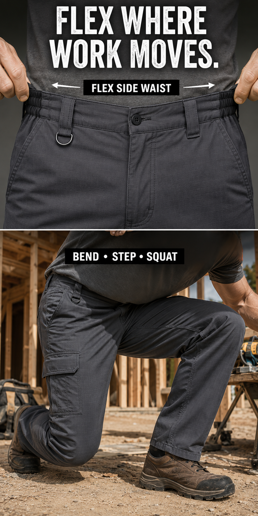 Flexible side waist and movement comfort