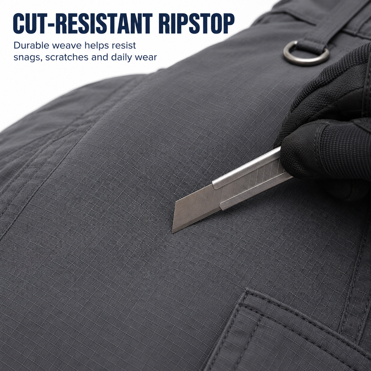 Cut-resistant ripstop durability demonstration