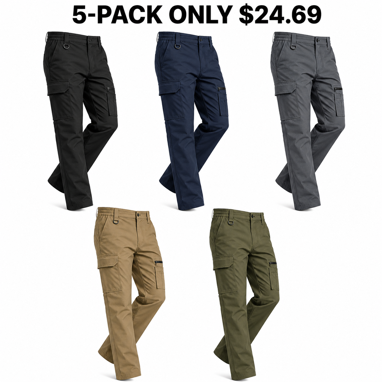 5-Pack Core Work lightweight stretch pants, Only $24.69