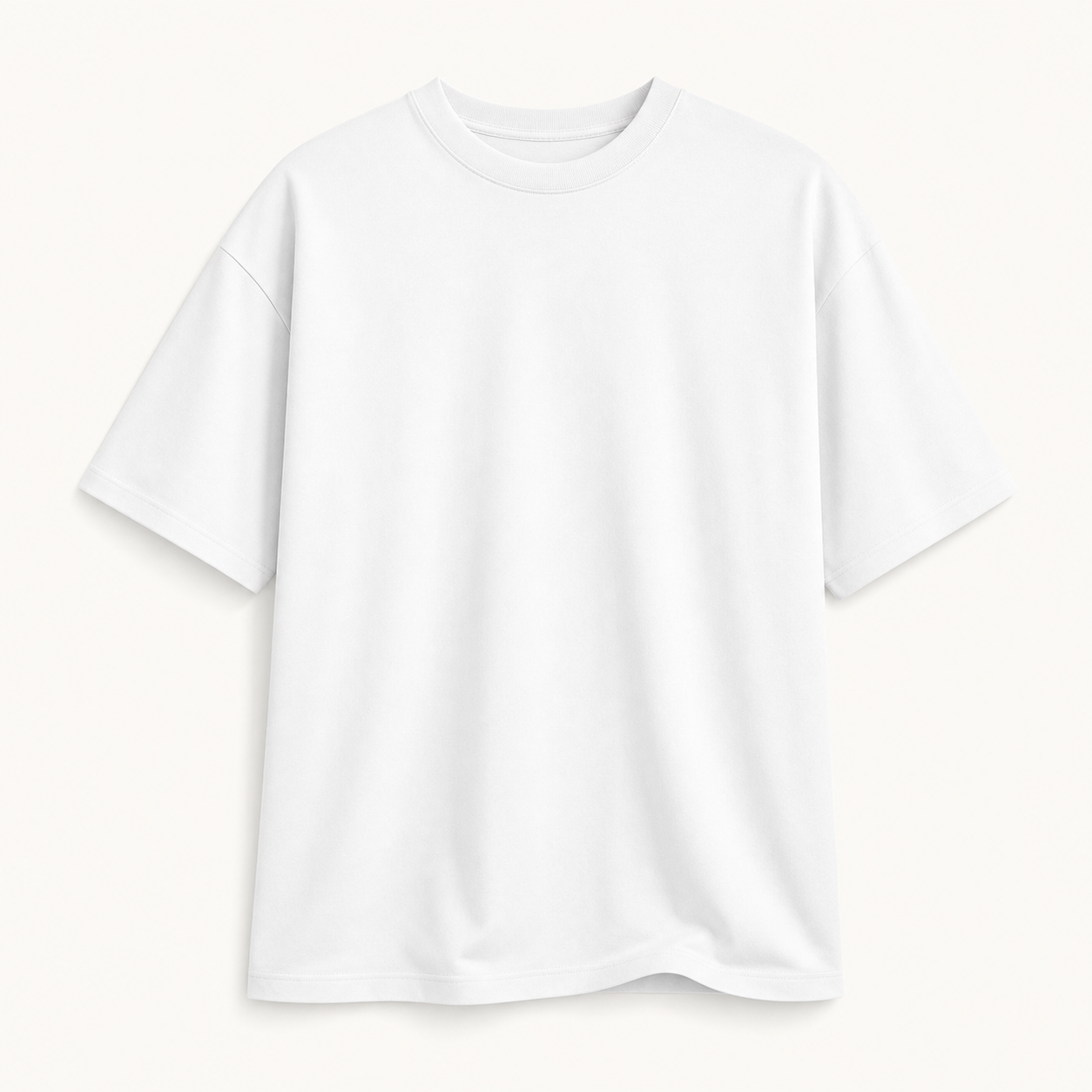 Men's white oversized drop-shoulder crew-neck T-shirt