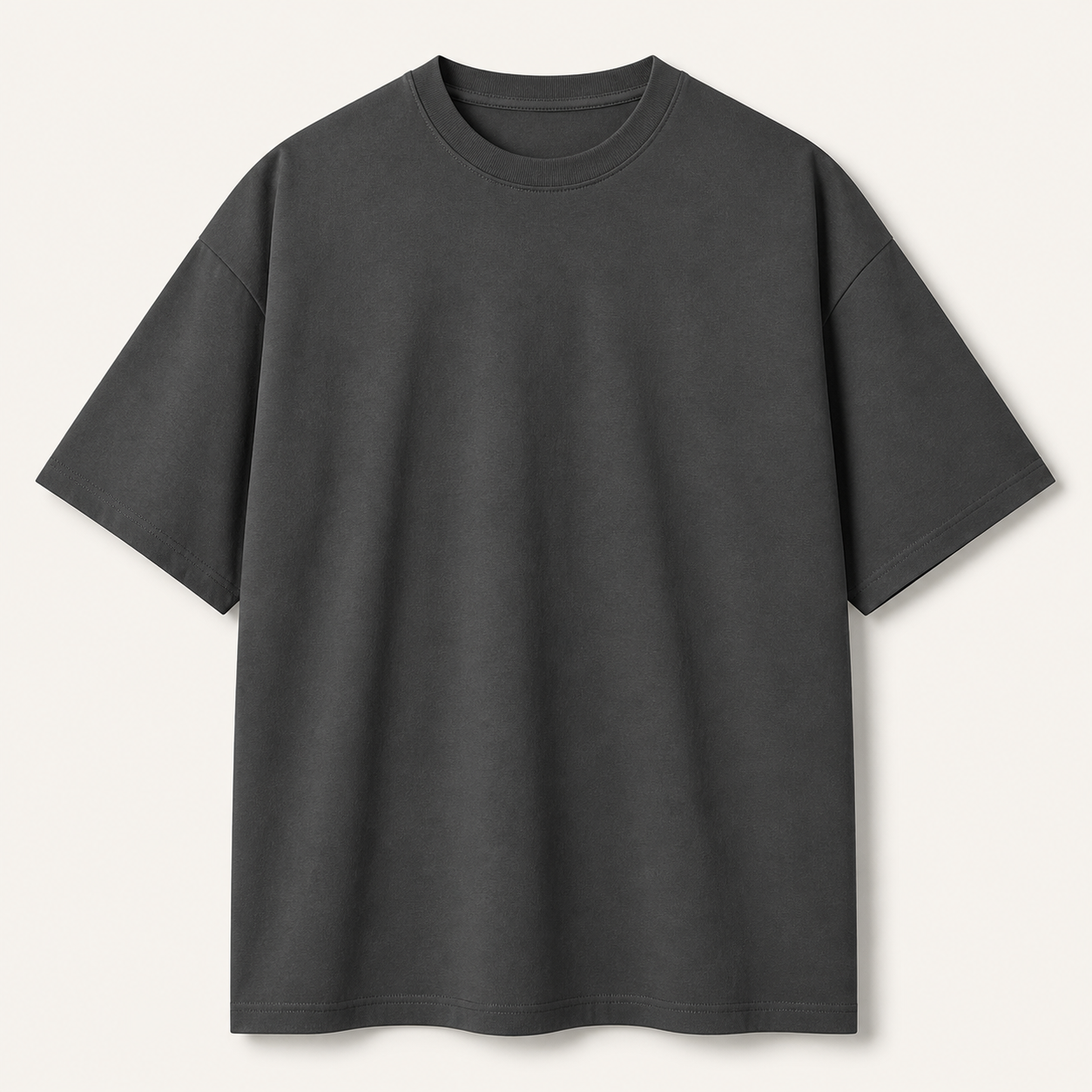 Men's charcoal oversized drop-shoulder crew-neck T-shirt